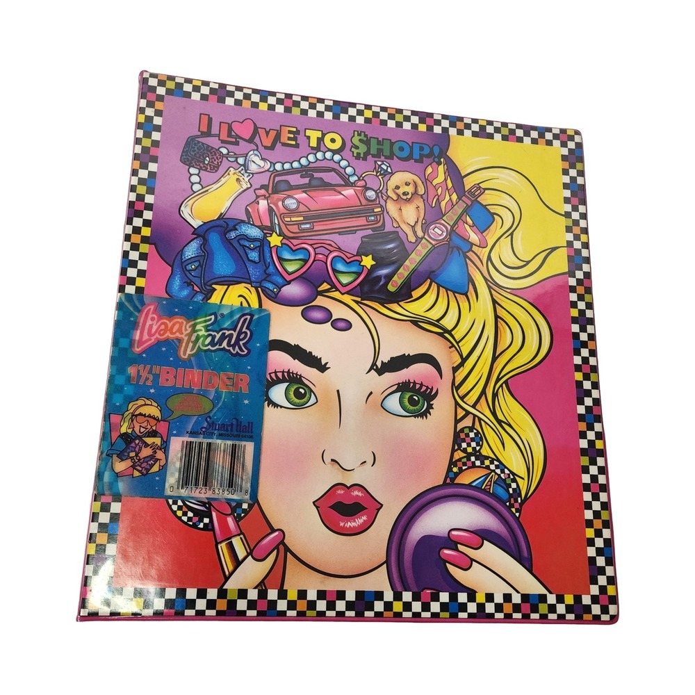 Vintage Lisa Frank I Love To Shop 1.5 Inch 3 Ring Binder Stuart‎ Hall 90s Y2K